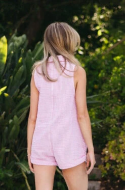 Wyatt Romper - Pink Seersucker -VitaMode Store 240514 skatie 1582