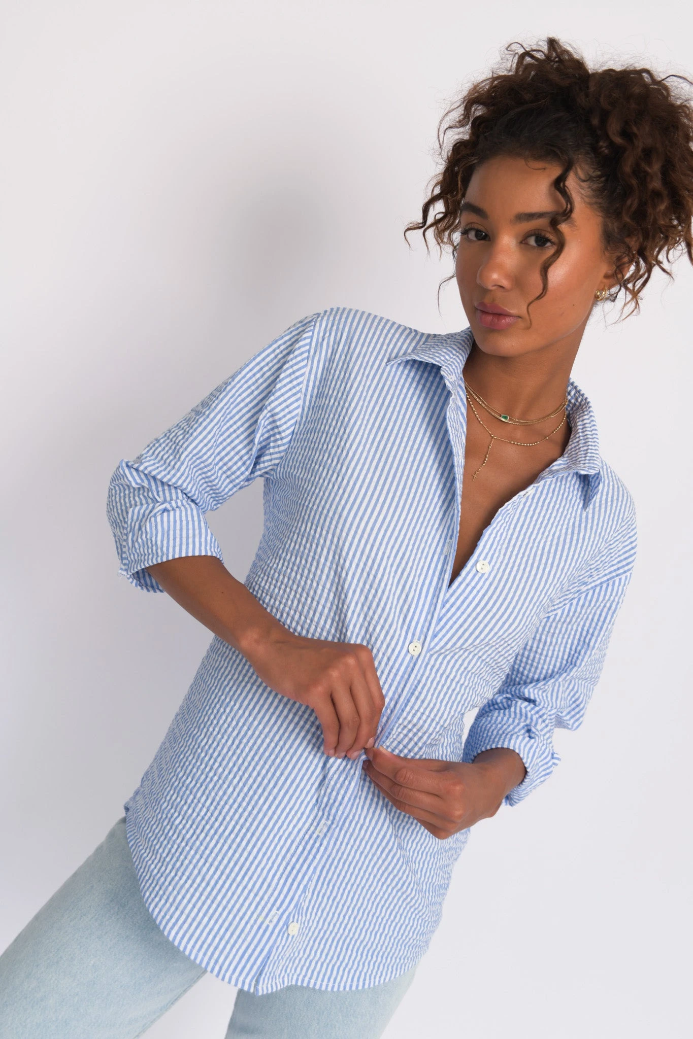 Harper Button Down - Blue Seersucker 8 Harper Button Down - Blue Seersucker - Image 8