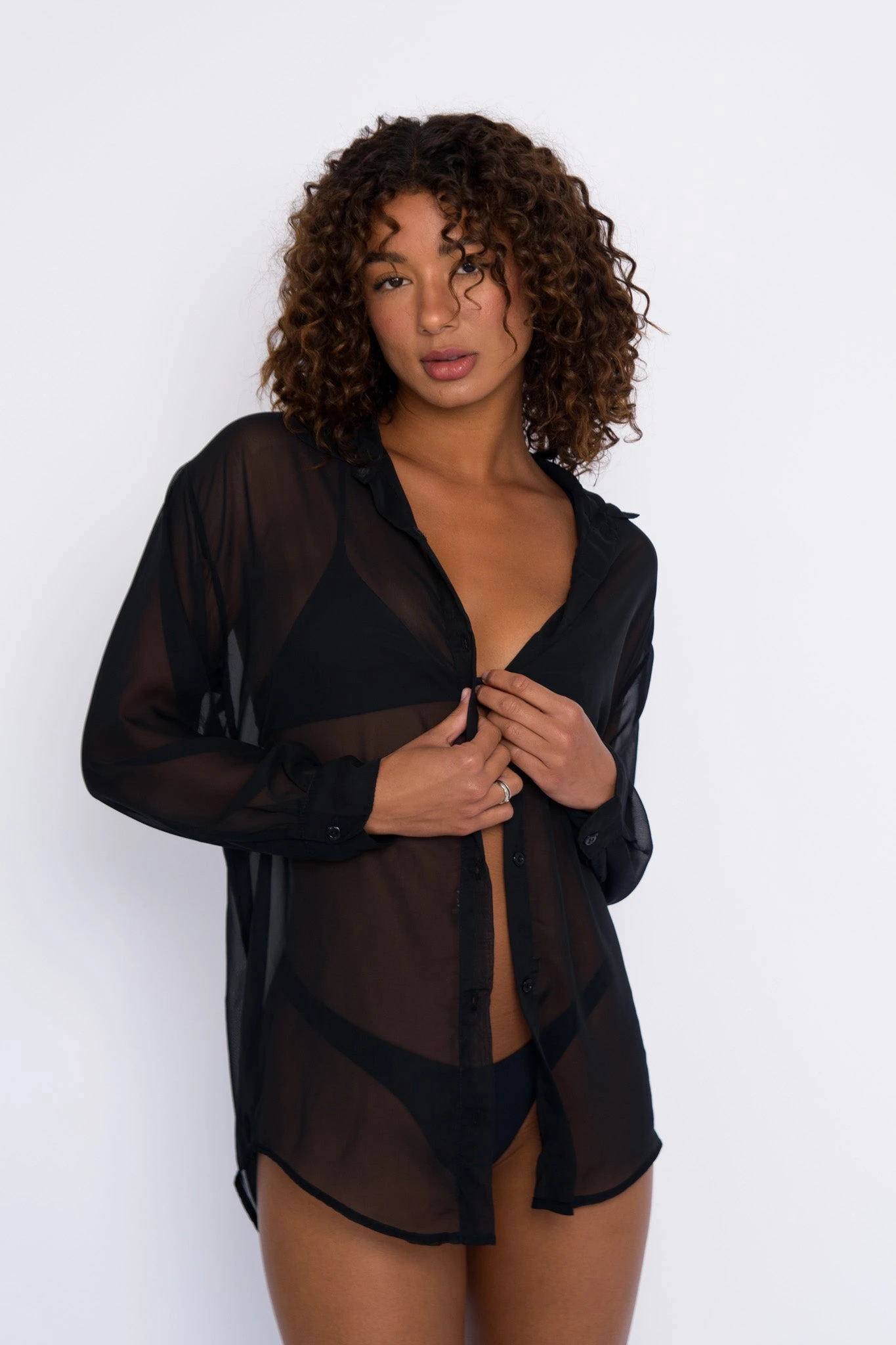 Phoenix Button Down Chiffon - Black 5 Phoenix Button Down Chiffon - Black - Image 5