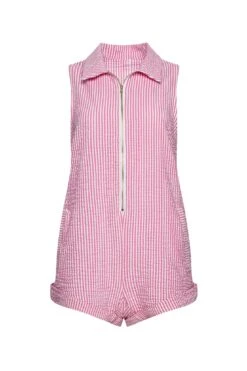 Wyatt Romper - Pink Seersucker